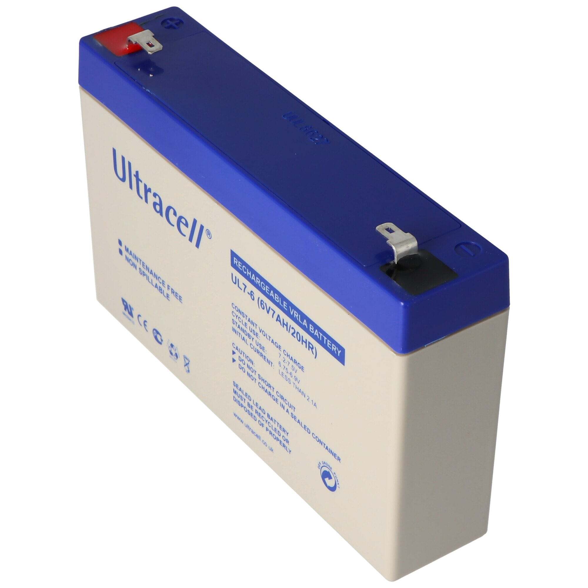Ultracell Ultracell UL7-6 loodbatterij 6 Volt 7Ah met Faston 4,8 mm contacten