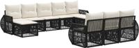 vidaXL Tuinbank - Set - 10 zitplekken - Zwart en crèmewit - Polyrattan