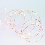 Lichtketting - 2 m decoratieve verlichting met koperdraad, stroomvoorziening via knoopcellen, verlichting in koud wit.