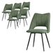 ML-Design eetkamerstoelen set van 6 groen met polyester zitting en zwarte metalen poten
