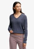 Superdry - Pull à col en V lavé et torsadé coupe ajustée - Femme - Pull
