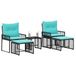 vidaXL Salon de jardin 11 pcs Noir et Turquoise poly rotin