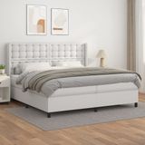 Maison Exclusive - Sommier à lattes de lit avec matelas Blanc 200x200cm Similicuir