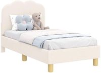 vidaXL Cadre de lit pour tout-petit avec tête de lit Crème 70 x 140 cm Bouclé