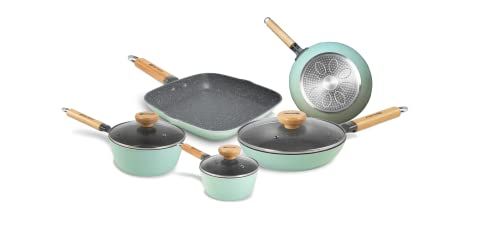 Aeternum Green Induction Wood Pannenset - 8 stuks - Groen