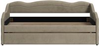 Vente-unique Banc-lit velours taupe 90 x 190 cm