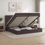 vidaXL Ottoman Bed with Mattress Dark Brown 200 x 200 cm Fabric