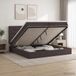 vidaXL Ottoman Bed with Mattress Dark Brown 200 x 200 cm Fabric