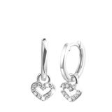 Lucardi Meisjes Oorring met plating - Hart - Zirkonia - Cadeau - 925 Zilver - Zilverkleurig