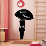 Ambiance Sticker Schoolbordsticker - VROUW MET EEN PARAPLU - 165 x 105 cm