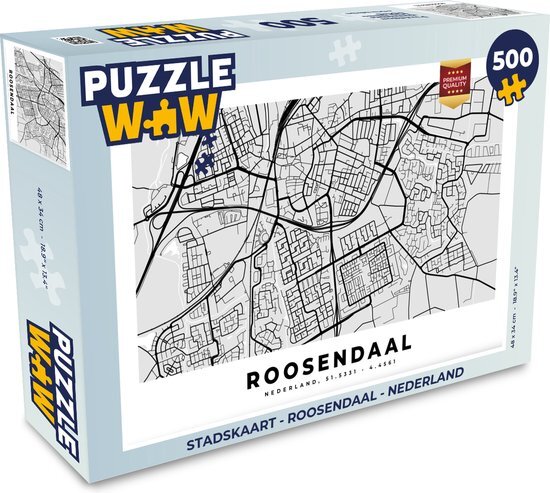 MuchoWow Puzzel Stadskaart - Roosendaal - Nederland - Legpuzzel - Puzzel 500 stukjes - Plattegrond