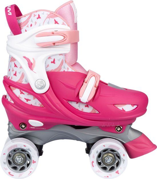 Nijdam Rolschaatsen Verstelbaar - Feather Drops - Roze - Maat 29-32