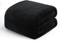 Merkloos / Sans marque Wan GmbH Fleece Deken - Woondeken Plaid - Gezelligheid Thuis - Wafelpatroon - 228x228 cm - Zwart