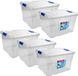 Hega Boîte de rangement - Set de 5x pièces - avec couvercle - 42 x 35 x 25 cm - 25 Litres - Bacs de rangement - Transparent