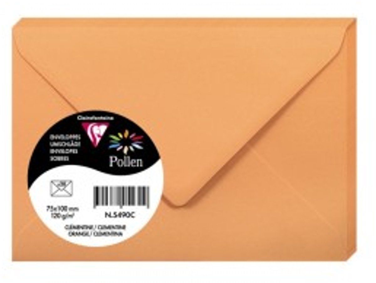 Clairefontaine 5490C - Pakket van 20 Mini Enveloppen Clementine 7,5x10cm