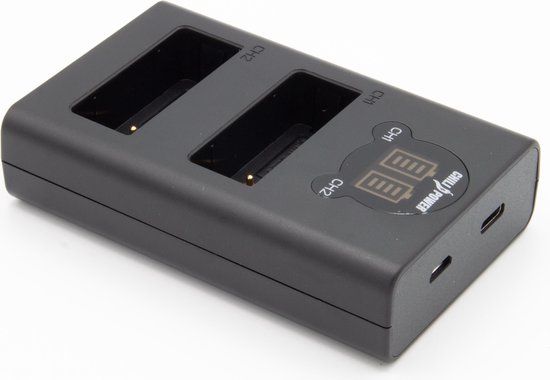 ChiliPower Panasonic DMW-BLC12 dubbellader voor 2 camera accu's (tegelijk) - zwart