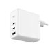 Ksix BCD100GANACCB 100W GaN Snellader met 2x USB-C en 1x USB-A, Wit