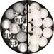 Merkloos / Sans marque Kerstballen 34x st - 3 cm - zilver en parelmoer wit - kunststof