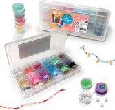 JOYA CREATIVE Bracelets Making Girls 6500pcs - Jewelry Making - 30 Types Beads 2mm & 3mm, 6 Colors Thread, Accessories - Charms Gold - Smiley Beads - Bracelets Making Adultes