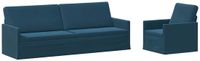 vidaXL Bankstel 2-zits Blauw Fluweel