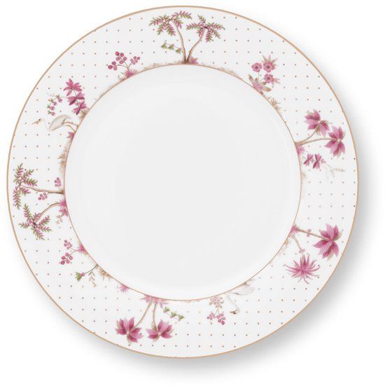 Pip Studio Jolie Dinerbord - 26.5 cm - Porselein - Wit/Roze
