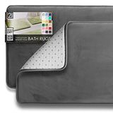 Clara Clark Badkamermat, ultrazacht, antislip en absorberend, fluwelen traagschuim badmat, set van - 17 x 24/20 x 32, grijs