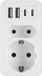 Adaptateur de prise avec 4 ports USB et 2 prises de courant de 230V, 3680W