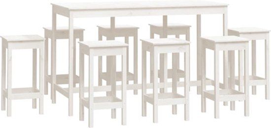 vidaXL 9-delige Barset massief grenenhout wit