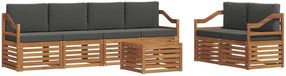 vidaXL - Bank loungeset - 6 zitplekken - Natuurlijk en antraciet - Acacia hout