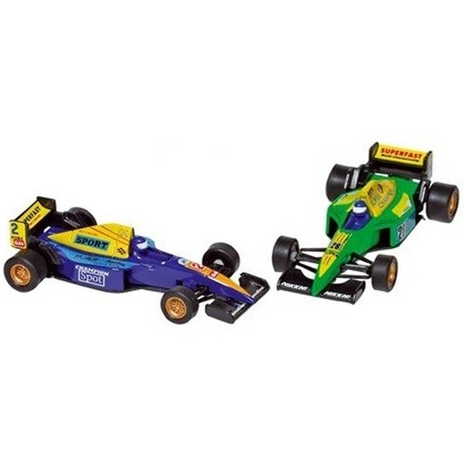 Goki raceauto speelgoed set van 2x stuks formule 1 wagens 10 cm - speelgoed auto&apos;s