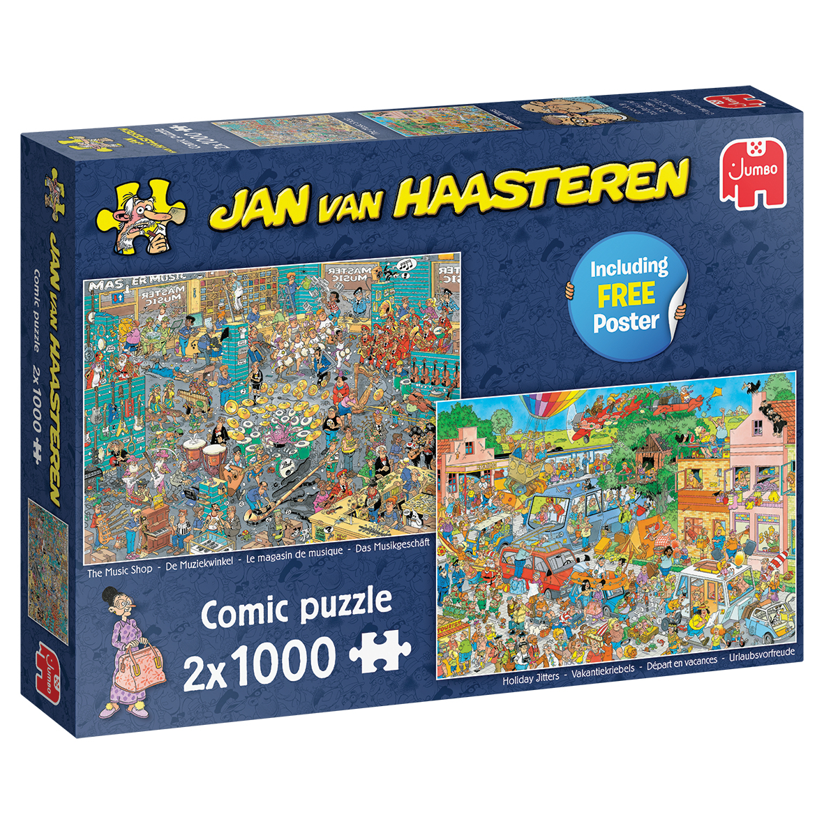 Jumbo Jan van Haasteren De Muziekwinkel &amp; Vakantiekriebels - 2x 1000 stukjes - Legpuzzel voor Volwassenen