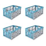 keeeper Vouwkratten ben, robuust en professioneel, met zacht aanvoelende handgrepen, 45 l, blauw (Eco Sky Blue), 4 stuks