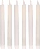 Magic Flame Bougies de dîner - LED - 6x pièces - blanc - 25 cm - avec paillettes