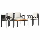 vidaXL Tuinmeubelset, 4 stuks, Zwart en Crème, Polyrotan