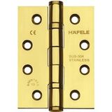 Häfele Paumelle à visser pour portes intérieures non feuillurées jusqu'à 120 kg, acier inoxydable couleur laiton poli, Modèle DHB 4222 - 102x102x3