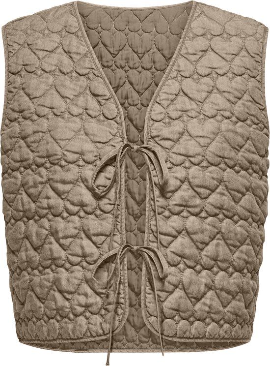 ONLY CARMAKOMA CAREDITH HEART QUILTED SOLID VEST WEH - Meisjes - Gewatteerde jas - L-50/52 - Polyester - Zilveren Mink