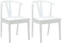 vidaXL Eetkamerstoel 2 st massief rubberhout wit en wit