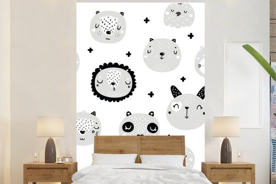 Nr1Wallpaper Behang - Fotobehang Kinderillustratie en slapende dieren - Breedte 195 cm x hoogte 300 cm