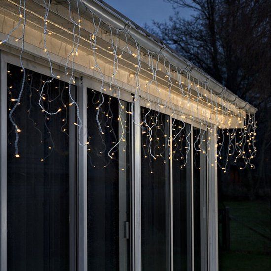 Konstsmide Kerstverlichting Lichtgordijn IJsregen - LED Lichtgordijn 24 V - 96 lampjes