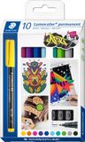 Merkloos STAEDTLER Lumocolor permanent pen F 318 - etui met 10 kleuren