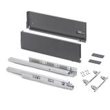 Emuca Vertex met 3D-regeling Outdoor lade, hoogte 178mm, 40kg, paneeldikte van 18mm, diepte 400mm, Staal, Antracietgrijs