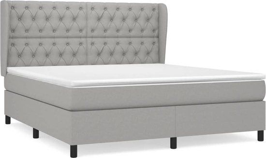 vidaXL Boxspring met matras stof lichtgrijs 160x200 cm