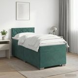 vidaXL Boxspringbed met matras, donkergroen, 90 x 200 cm, fluweel