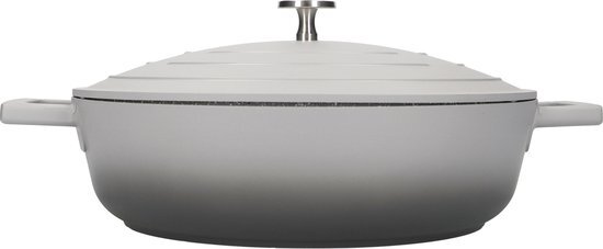 Masterclass Ondiepe ovenschotel met deksel, lichtgewicht gegoten aluminium, inductiekookplaat en ovenbestendig, Ombre Grijs, 4 liter/28 cm