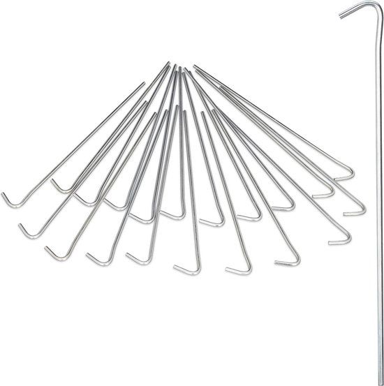 Relaxdays Tentspijker - Set van 20 - 22 cm - Staal - Zilver
