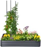 Outsunny Multifunctionele Tuinbeddenset - Staal - 180x90x29,5cm - Donkergrijs