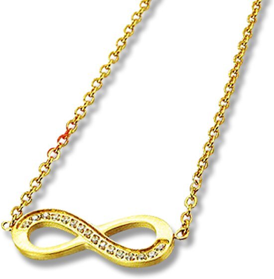 Amanto Ketting Eileen Gold - Dames - 316L Staal Goud PVD - Zirkonia - Infinity - 7x20 mm - 48 cm