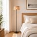 Lampe sur pied E27, bambou et rotin, noir, 147 cm