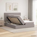 vidaXL Lit de rangement avec tête de lit et rangement Taupe 180 x 200 cm Tissu