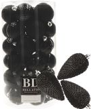 Bellatio Decorations kerstballen en dennenappels - 43x stuks - kunststof - zwart - 6 cm en 8 cm